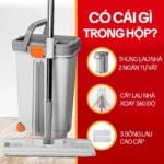 Bộ Cây Lau Nhà Tự Vắt KITIMOP PRO MAX, Thùng Lau Nhà Tự Vắt Thông Minh, Chổi Lau Nhà Xoay 360 Độ, 3 Bông Lau - Ảnh 2