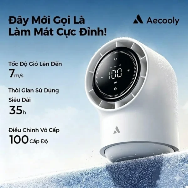 Quạt bàn điều khiển cảm ứng Aecooly, 100 tốc độ, hoạt động yên tĩnh, màn hình kỹ thuật số, pin 8000 mAh, 3 góc xoay, quạt nhỏ chạy bằng pin dùng cho phòng ngủ, cạnh giường, văn phòng và du lịch, vibes mùa hè, dealsforyouday