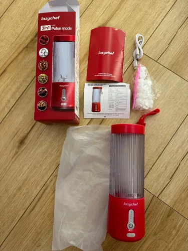 Máy Xay Sinh Tố Cầm Tay Đa Năng Không Dây Lazychef 3i﻿n1 450ml, Máy Xay Tích Điện, Xay Đá Bào photo review