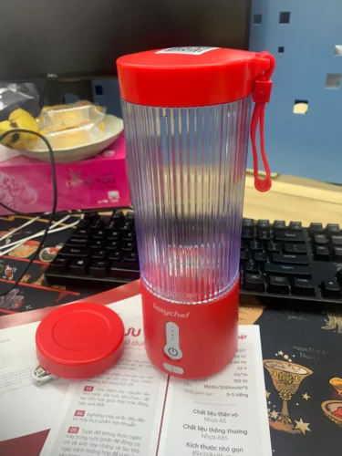 Máy Xay Sinh Tố Cầm Tay Đa Năng Không Dây Lazychef 3i﻿n1 450ml, Máy Xay Tích Điện, Xay Đá Bào photo review