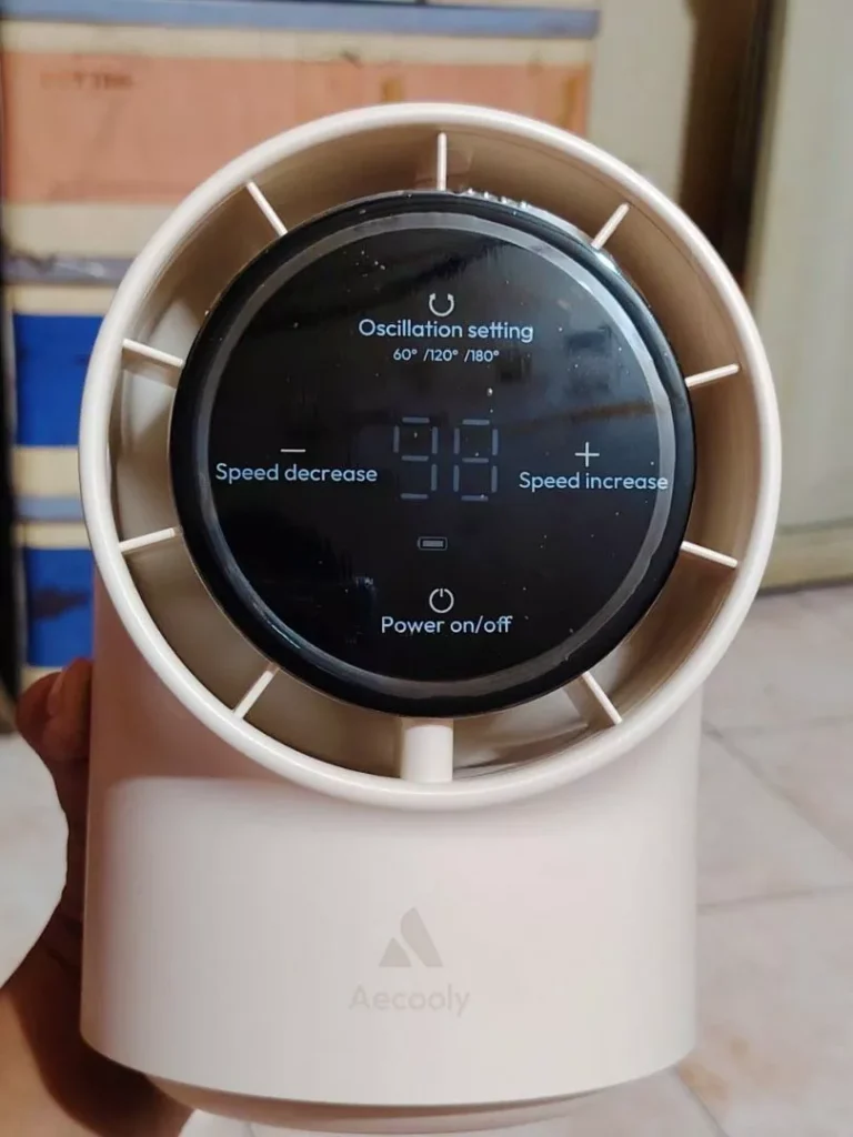 Quạt bàn điều khiển cảm ứng Aecooly, 100 tốc độ, hoạt động yên tĩnh, màn hình kỹ thuật số, pin 8000 mAh, 3 góc xoay, quạt nhỏ chạy bằng pin dùng cho phòng ngủ, cạnh giường, văn phòng và du lịch, vibes mùa hè, dealsforyouday photo review