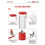 Máy Xay Sinh Tố Cầm Tay Đa Năng Không Dây Lazychef 3i﻿n1 450ml, Máy Xay Tích Điện, Xay Đá Bào - Ảnh 4